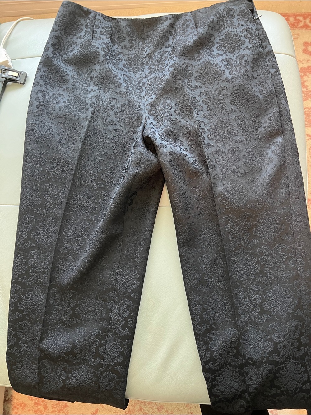 Style & Co. Black Straight-Leg Jacquard Pants